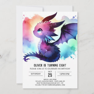 Invitación Misterioso Personalizable de cumpleaños Dragon