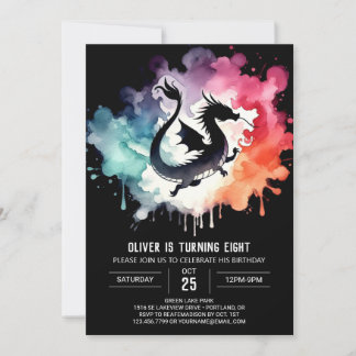 Invitación Misterioso y elegante cumpleaños del dragón