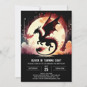 Invitación Misteriosos niños de cumpleaños Dragon