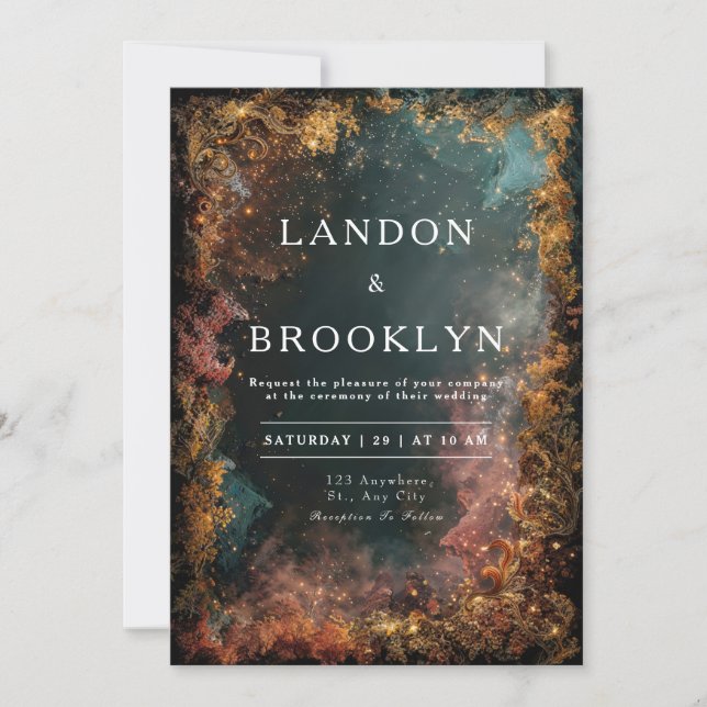 Invitación mística a la boda forestal (Anverso)