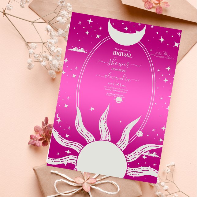 Invitación Mística Rosa y Sol Luna Plateada (Subido por el creador)