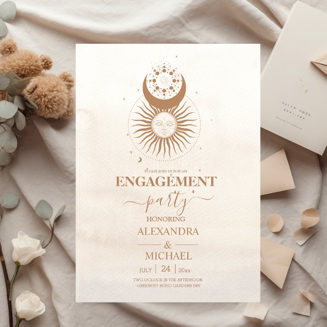 Invitación Mistical Gold Celestial Stars Engagement (Subido por el creador)