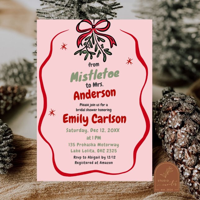 Invitación Mistletoe a la señora Navidades Holiday Bridal Sho (Subido por el creador)