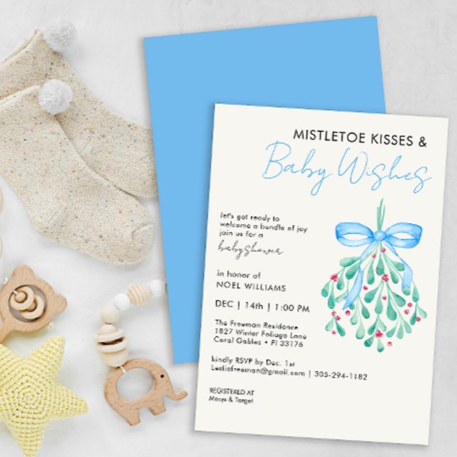 Invitación Mistletoe Bundle of Joy Baby Shower Invite (Mistletoe Winter Baby Shower )