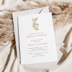 Invitación Mistletoe Dusty Rosa Bow Bridal Shower