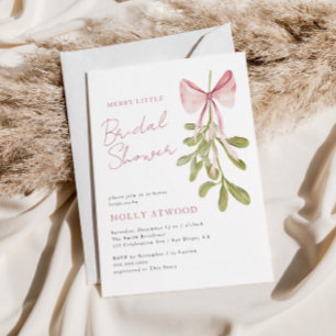 Invitación Mistletoe Dusty Rosa Bow Bridal Shower