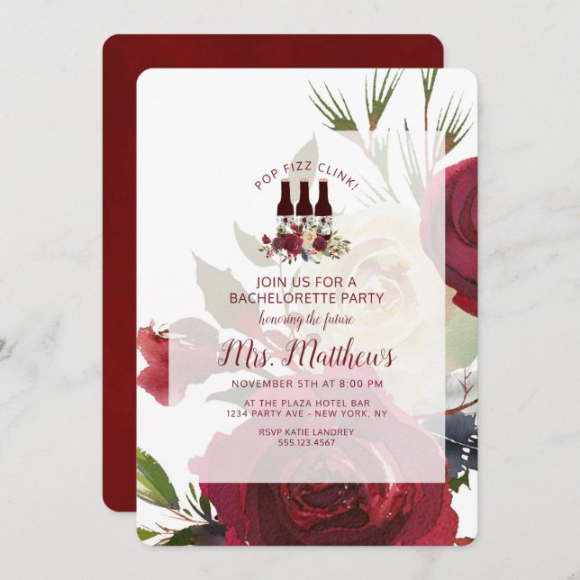 Invitación Mistletoe Manor Pop Fizz Clink Bachelorette Party (Anverso / Reverso)