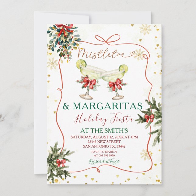 Invitación Mistletoe Margaritas entrega Fiesta de vacaciones (Anverso)
