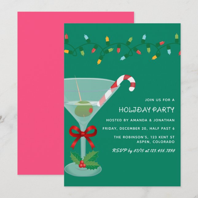 Invitación Mistletoe Pop Christmas Holiday Cocktail Party (Anverso / Reverso)