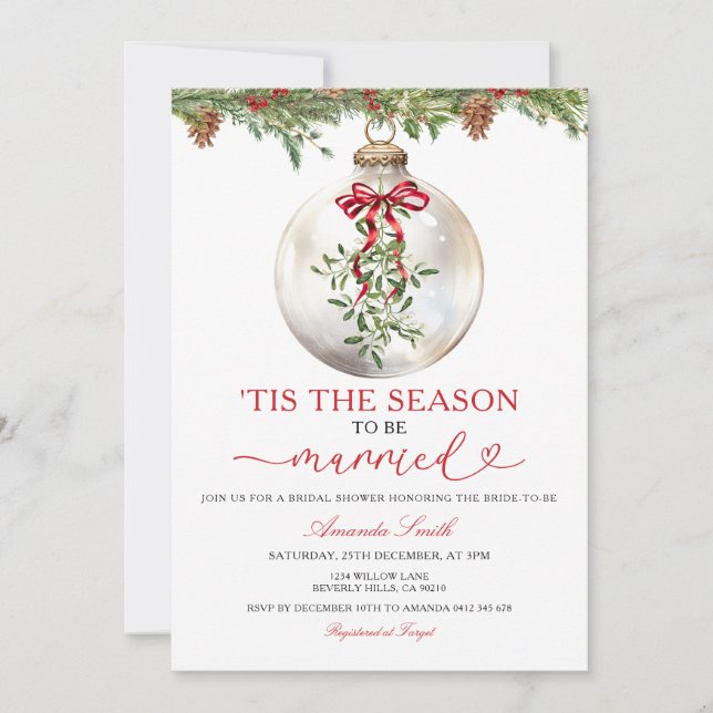 Invitación Mistletoe The Season to Be Married Bridal Shower I (Anverso)