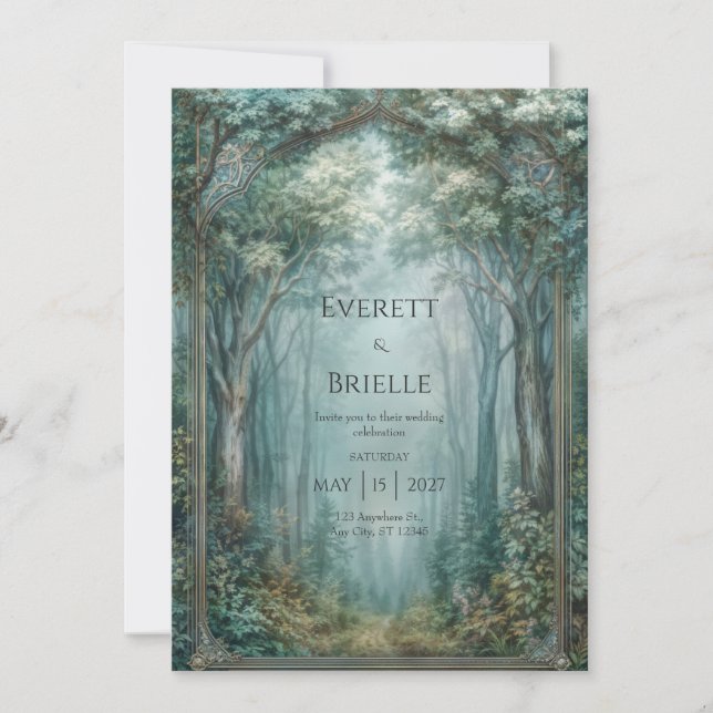 Invitación Misty Enchanted Forest Arch Wedding (Anverso)