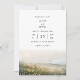 Invitación Misty Morning Coastal Meadow View Beach Wedding