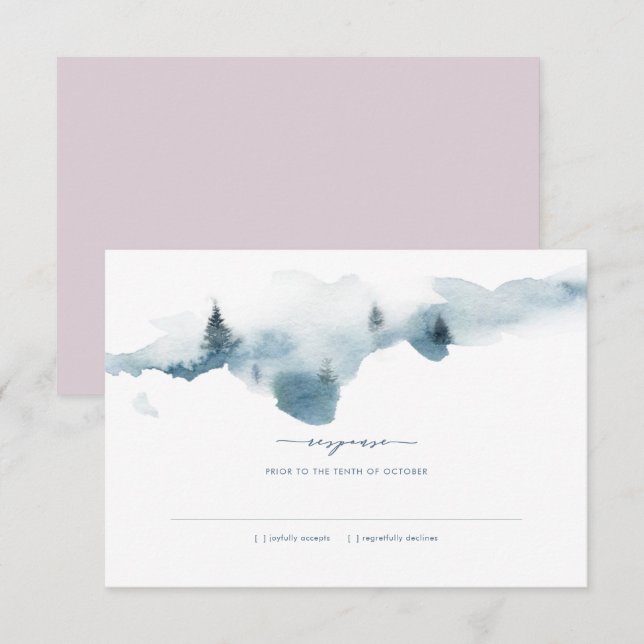 Invitación Misty Mountains Wedding Respuesta RSVP (Anverso / Reverso)