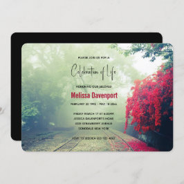 Invitación Misty Railroad Tracks Scene Photo Memorial