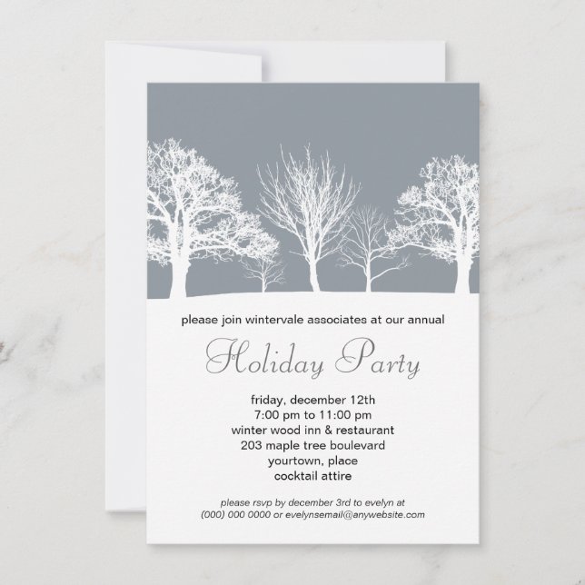 Invitación Misty Winter Wood Corporate Holiday Party (Anverso)