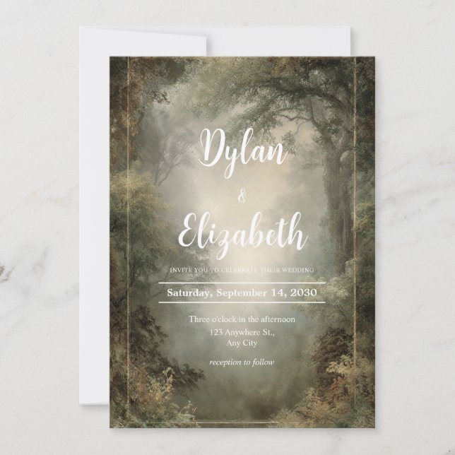 Invitación Misty Woodland Glade Boda (Anverso)