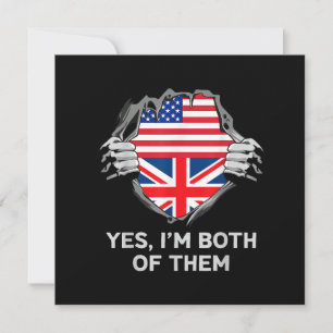Invitación Mitad Americano Mitad Británico USA Inglaterra Ban