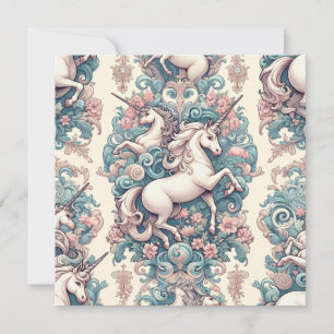 Invitación Míticas Unicornios Victorianas: Floral encantada