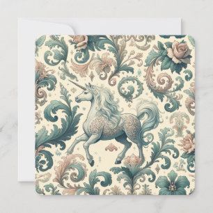 Invitación Míticas Unicornios Victorianas: Floral encantada