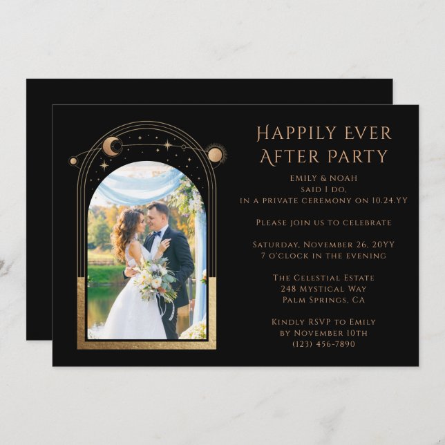 Invitación Mítico Feliz Desde La Recepción De La Boda (Anverso / Reverso)