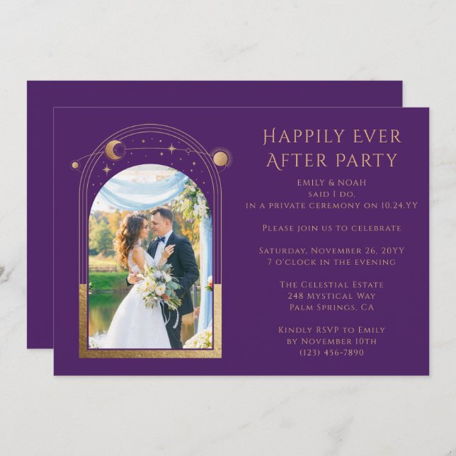 Invitación Mítico Feliz Desde La Recepción De La Boda (Anverso / Reverso)