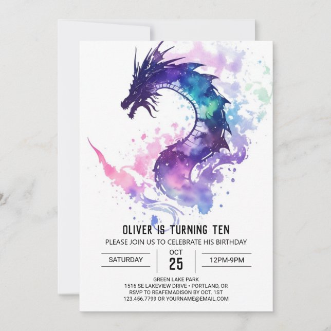 Invitación Míticos y singulares niños Dragón Cumpleaños (Anverso)