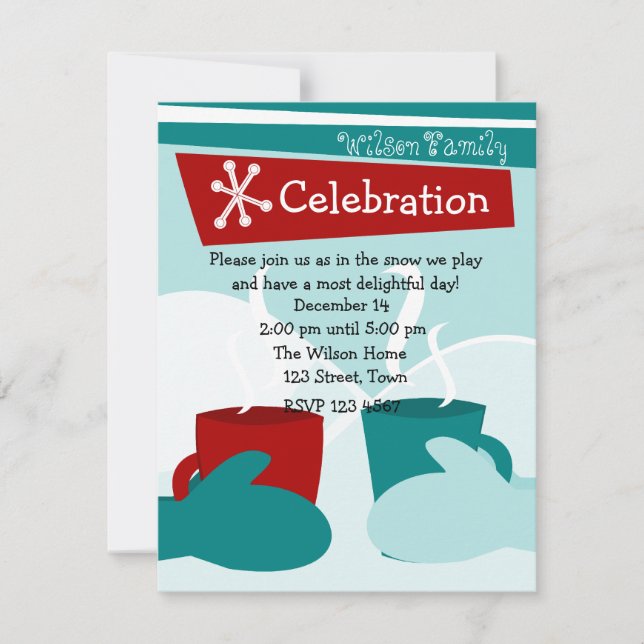 Invitación Mitones cálidos de nieve fría (Anverso)