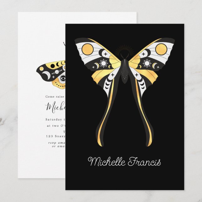 Invitación Mitos de oro celestiales místicos (Anverso / Reverso)