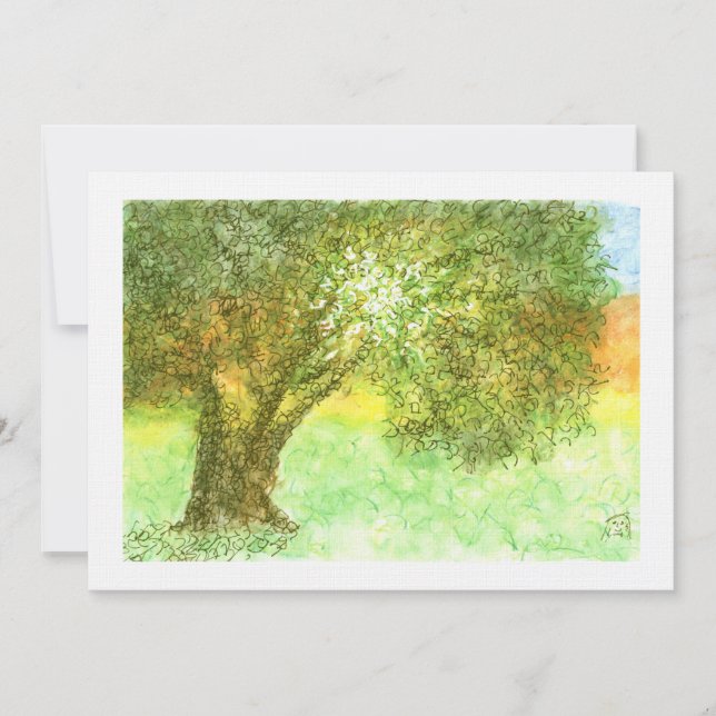 Invitación Mitzvah Bat/Bar Aleph Tree de Verano (Anverso)