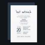 Invitación Mitzvah Bat moderno y Minimalista<br><div class="desc">Compuesto de escritura lúdica y tipografía serif; Todo con un fondo de fondo blanco. Esto es diseñado por Select Fiesta Supplied Supplied,  exclusivo para Zazzle. Disponible aquí: http://www.zazzle.com/selectpartysupplies</div>