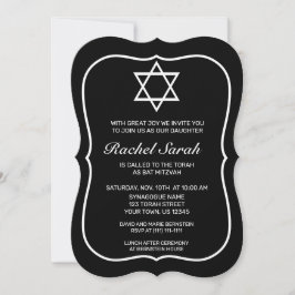 Invitación Mitzvah blanco negro Minimalista moderno