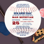 Invitación Mitzvah de la barra redonda de béisbol<br><div class="desc">Estas invitaciones casuales a la moda son perfectas para cualquier celebración deportiva del Bar Mitzvah. Cada línea de texto es totalmente personalizable para decir lo que usted quiere! Encontrará productos de coordinación en la colección deportiva Bar Mitzvah.</div>