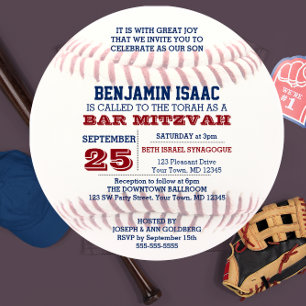 Invitación Mitzvah de la barra redonda de béisbol