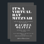 Invitación Mitzvah de murciélago blanco y negro<br><div class="desc">Invitación a Mitzvah en blanco y negro virtual</div>