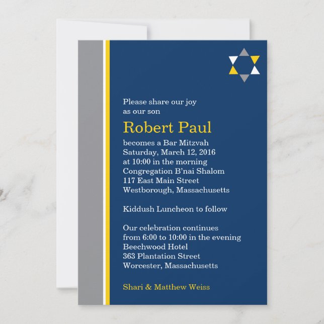 Invitación Mitzvah del bar de la estrella moderna (Anverso)
