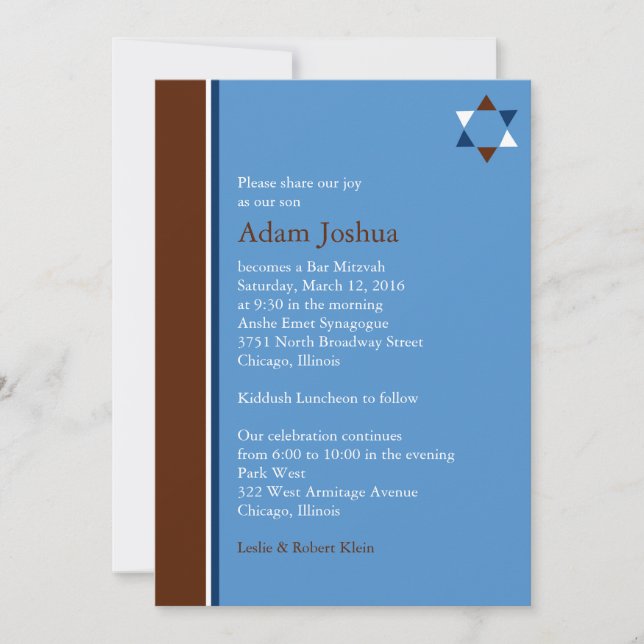 Invitación Mitzvah del bar de la estrella moderna (Anverso)