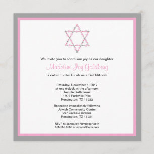 Invitación Mitzvah invita a la moderna bestia floral rosa y g