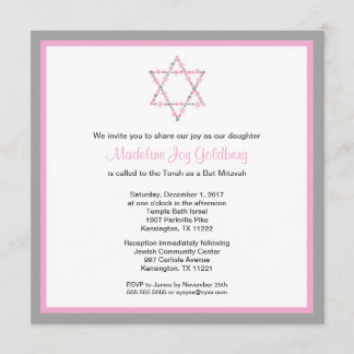 Invitación Mitzvah invita a la moderna bestia floral rosa y g