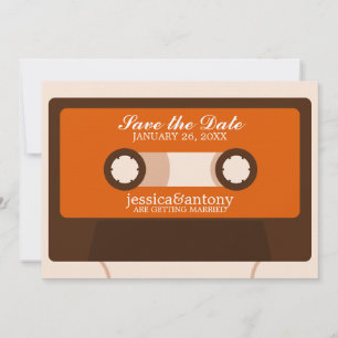 Invitación Mixtape Retro de Boda Guardar la Fecha