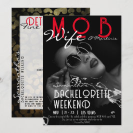 Invitación Mob Wife y Martinis Black Bach Bachelorette Party