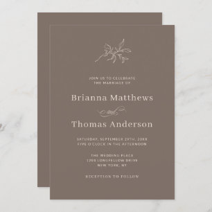Invitación Mocha Brown Cae Simple Elegante Boda