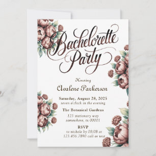 Invitación Mocha Brown pintó la fiesta de la soltera de Peony