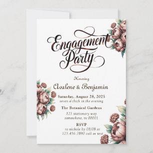 Invitación Mocha Brown Pintó Partido de Compromiso Peony