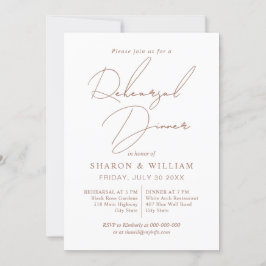 Invitación Mocha caligráfica del guión, cena de ensayo blanca
