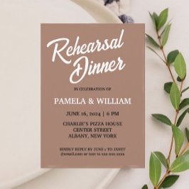 Invitación Mocha Estilo sencillo Boda ensayo Cena