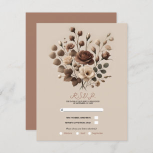 Invitación Mocha Mousse Beige Brown Floral Wedding RSVP