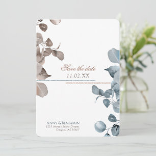 Invitación Mocha Mousse Botanical salva la fecha