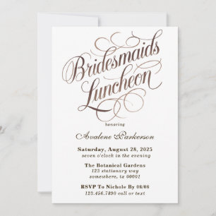 Invitación Mocha Mousse Paint Calligraphy Bridesmaids Almuerz