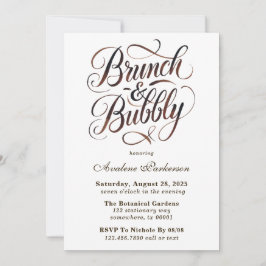 Invitación Mocha Mousse Paint Calligraphy Brunch & Bubbly