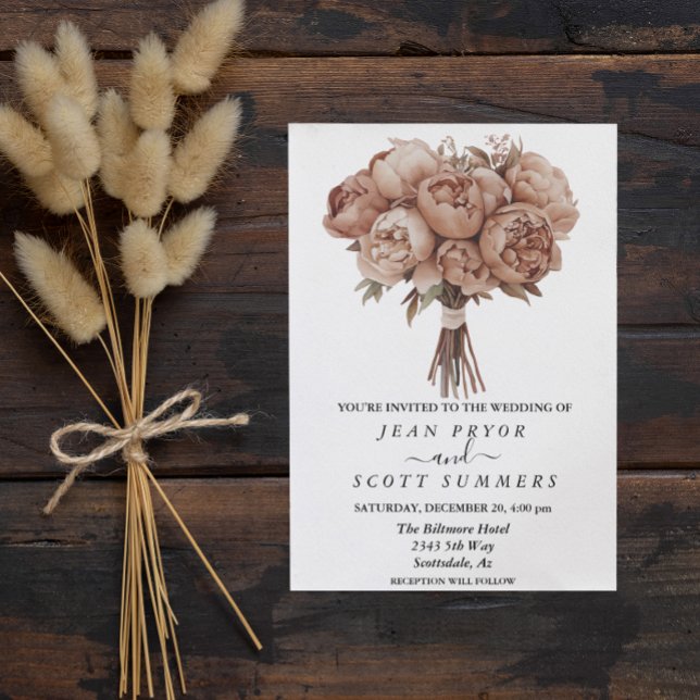 Invitación Mocha Mousse Peony Floral Bouquet (Subido por el creador)